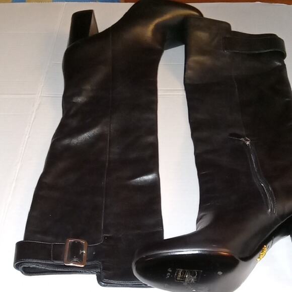 Prada Women's Size 9 Black Knee-High Women's Boots with Buckle. Made in Italy - Picture 1 of 12